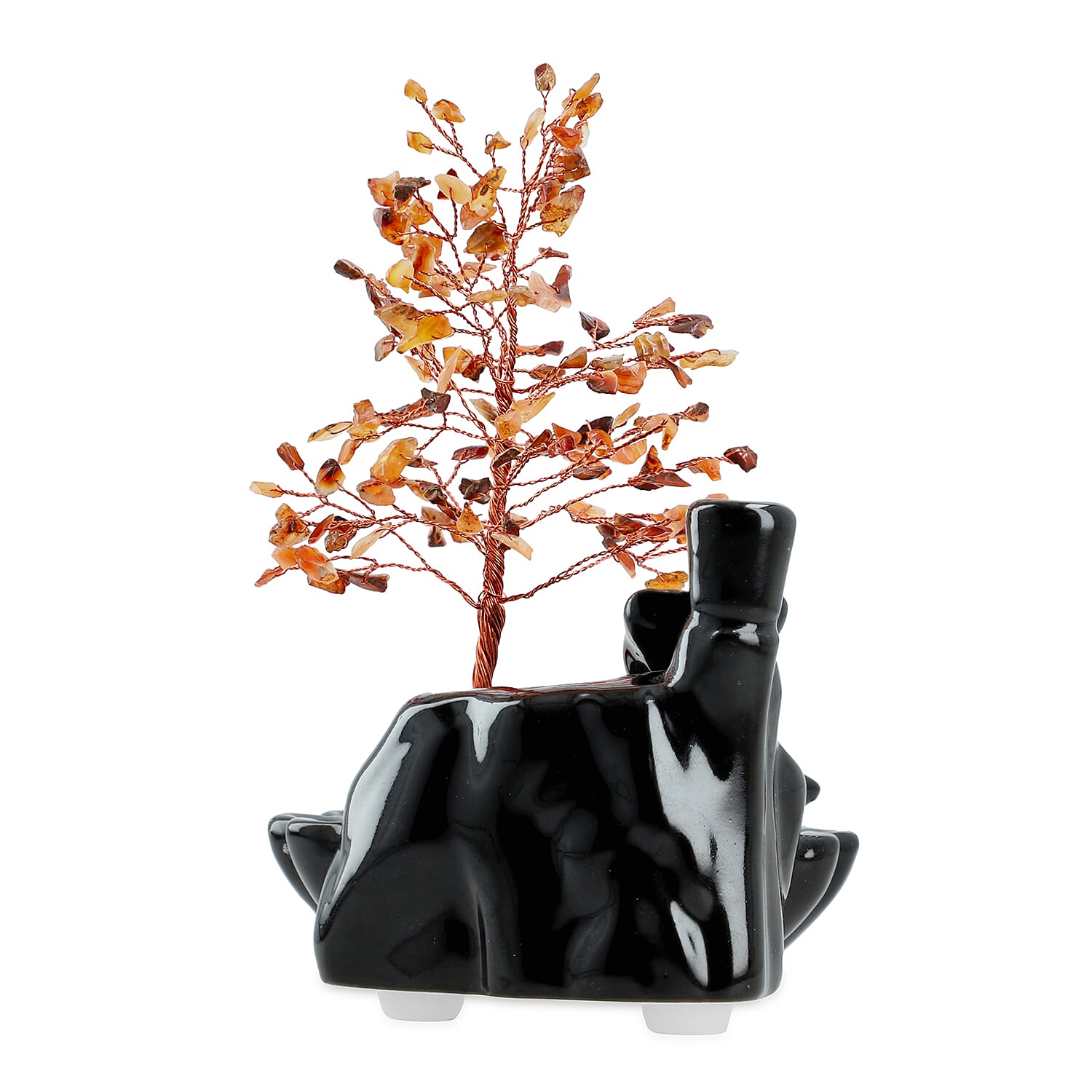 Livmore Red Carneline Crystal Tree Backflow Incense Burner Set - Includes 30 Cones (18 x 10 x 20 Cm)