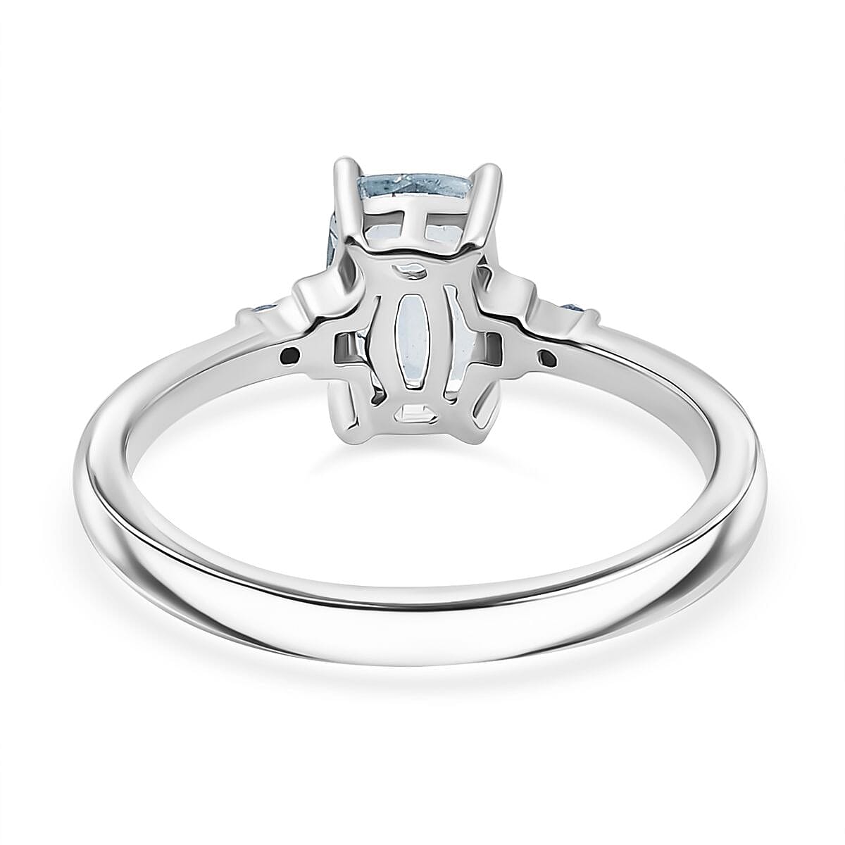 Aquamarine & White Diamond Solitaire Ring in Rhodium Overlay Sterling Silver 0.84 Ct. Aquamarine & White Diamond Solitaire Ring in Rhodium Overlay Sterling Silver 0.84 Ct.