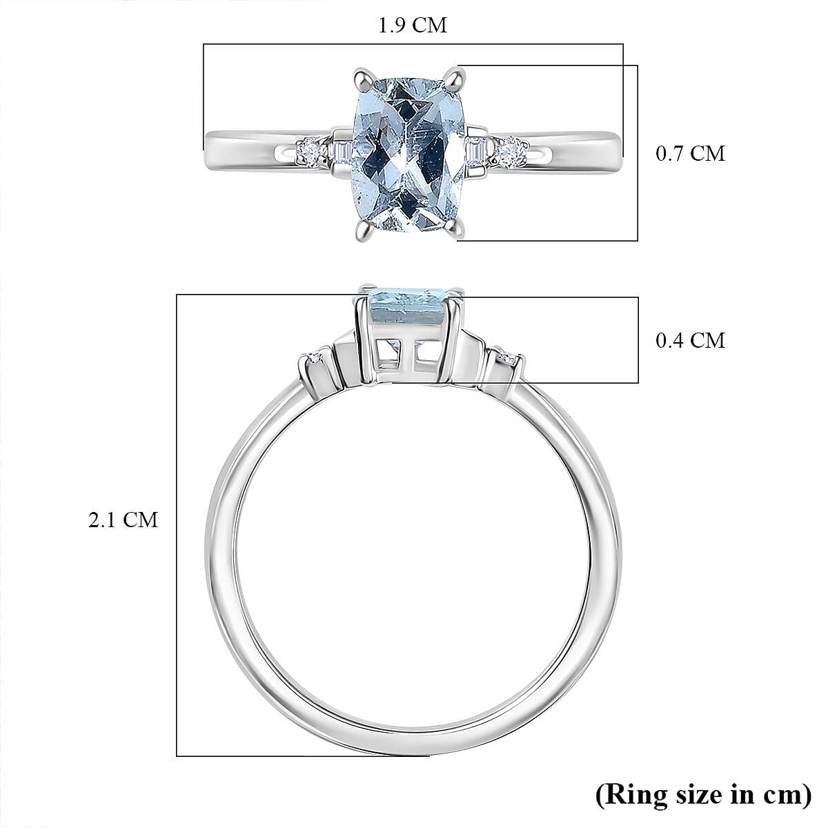 Aquamarine & White Diamond Solitaire Ring in Rhodium Overlay Sterling Silver 0.84 Ct. Aquamarine & White Diamond Solitaire Ring in Rhodium Overlay Sterling Silver 0.84 Ct.