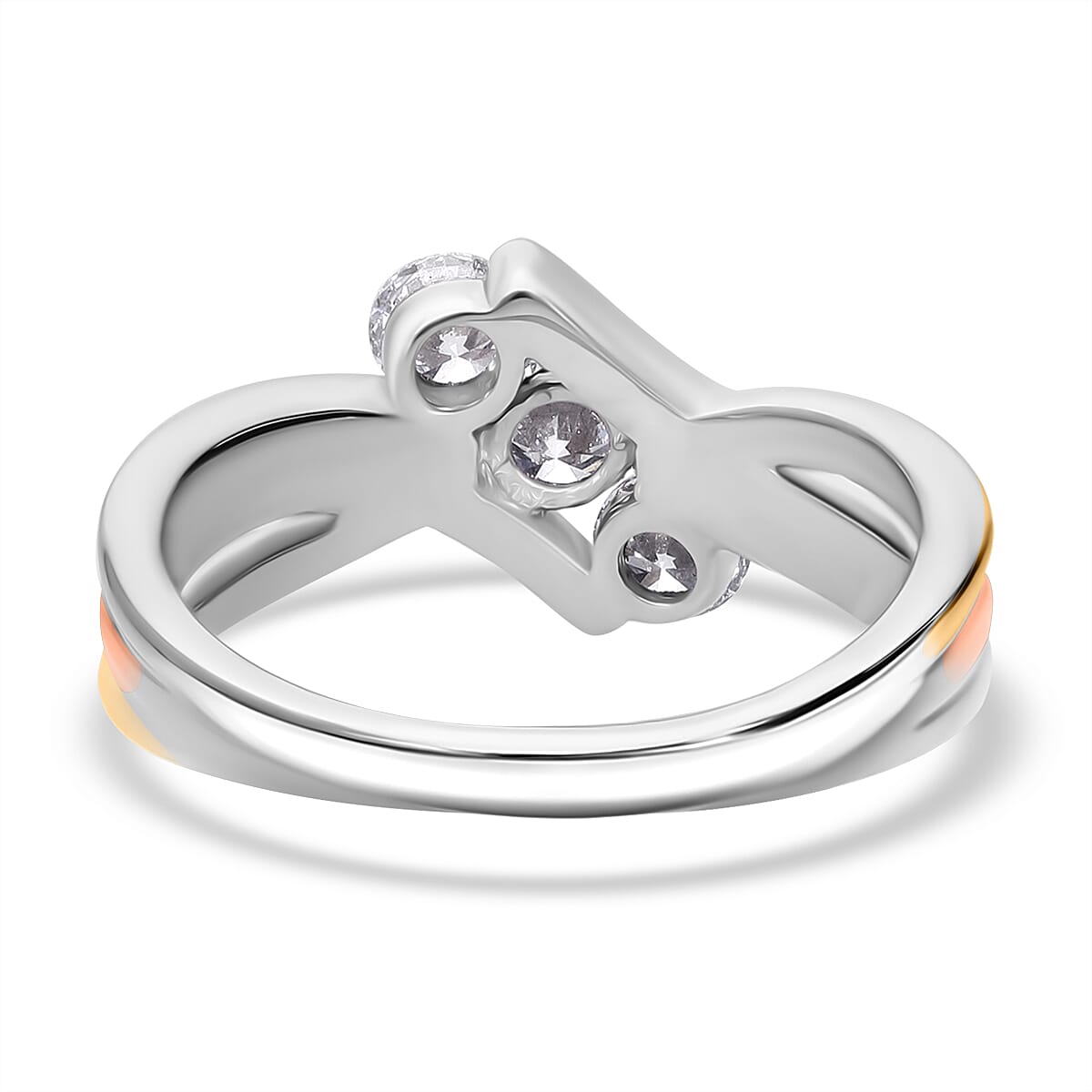 Luxuriant Diamond Lab Grown Diamond (SI-G-H) Ring in Vermeil Rose & Yellow Gold Plated and Platinum Overlay Sterling Silver 0.75 Ct.