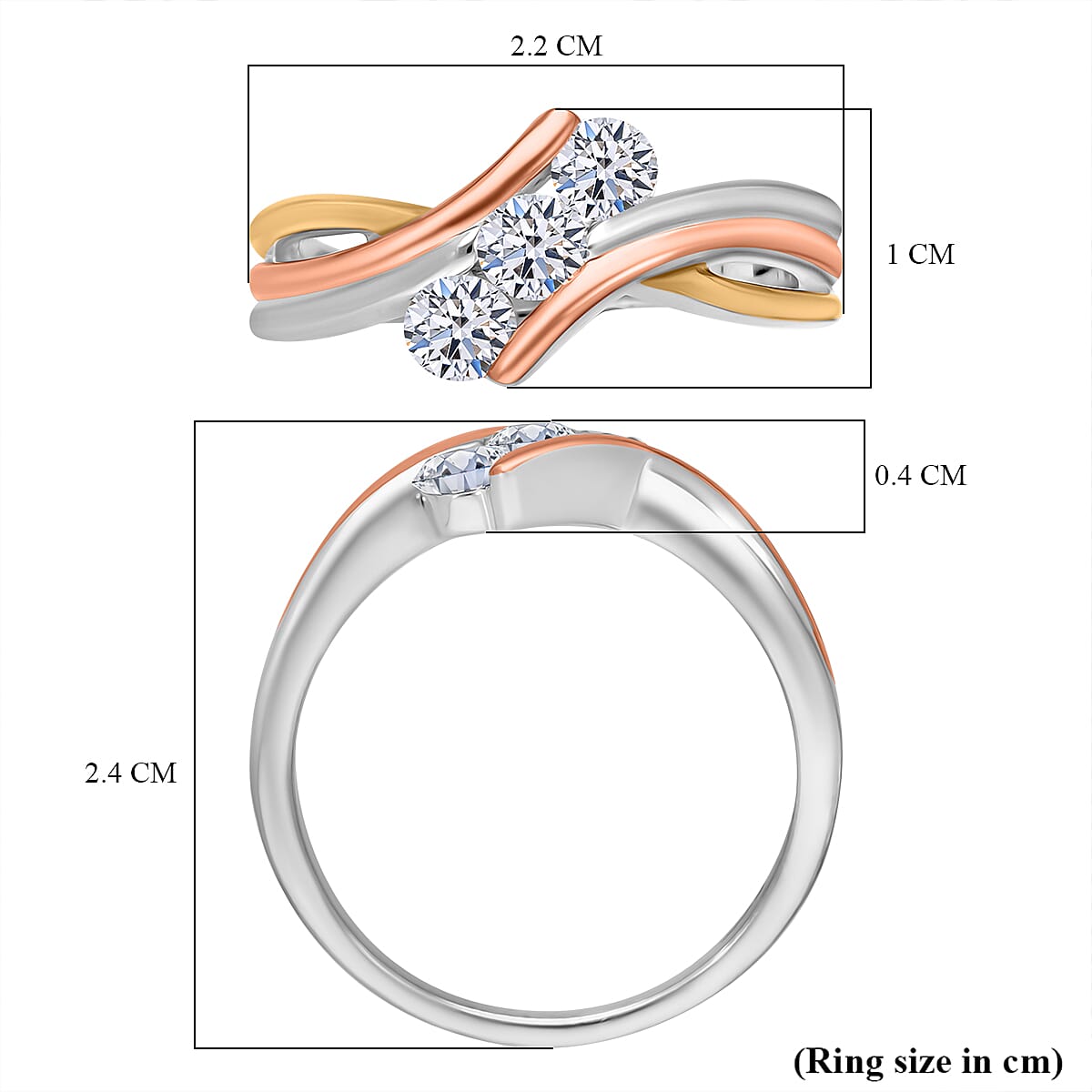 Luxuriant Diamond Lab Grown Diamond (SI-G-H) Ring in Vermeil Rose & Yellow Gold Plated and Platinum Overlay Sterling Silver 0.75 Ct.