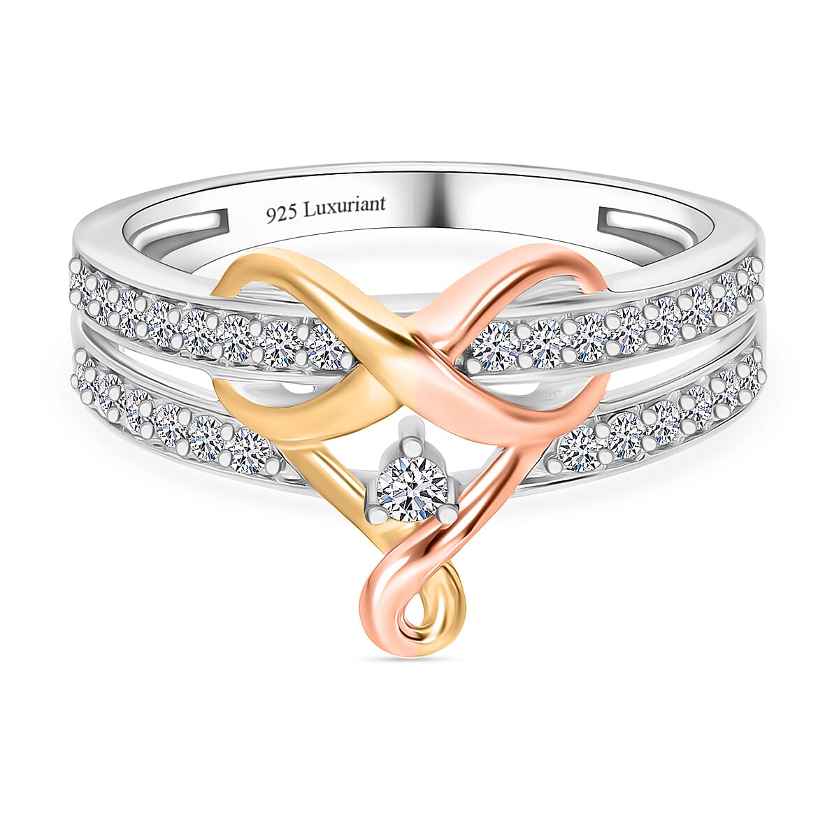 Luxuriant Diamond Lab Grown Diamond (SI-G-H) Ring in Vermeil Yellow & Rose Gold Plated Sterling Silver 0.32 Ct.