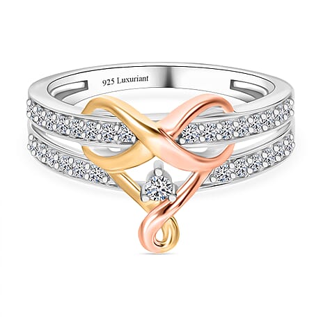 Luxuriant Diamond Lab Grown Diamond (SI-G-H) Ring in Vermeil Yellow & Rose Gold Plated Sterling Silver 0.32 Ct.