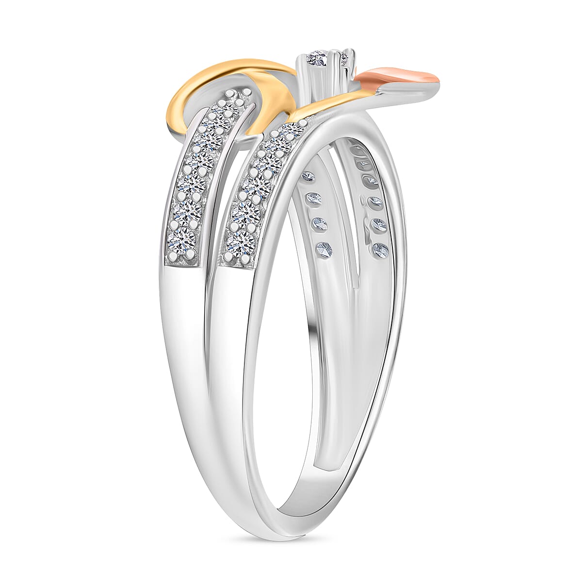 Luxuriant Diamond Lab Grown Diamond (SI-G-H) Ring in Vermeil Yellow & Rose Gold Plated Sterling Silver 0.32 Ct.