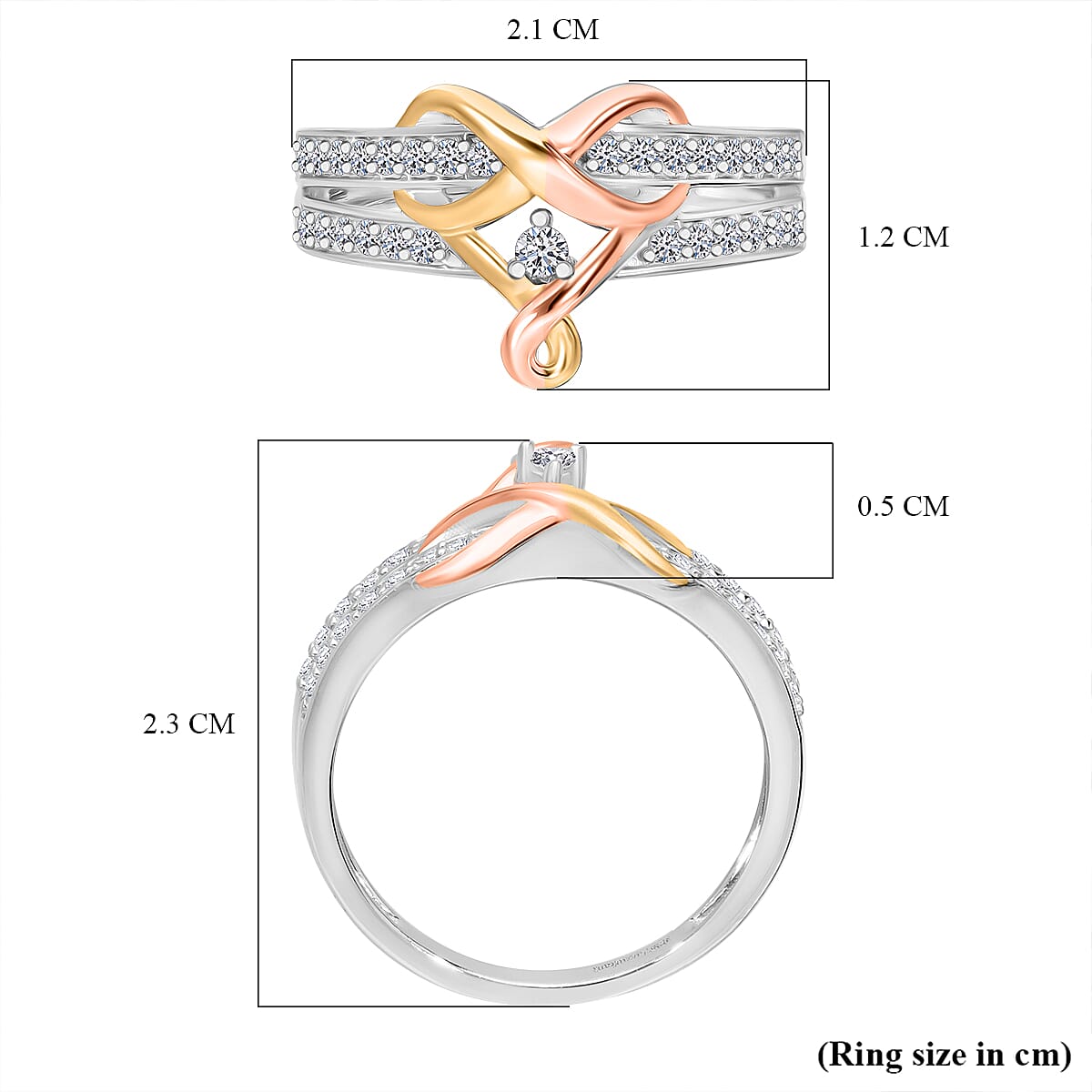 Luxuriant Diamond Lab Grown Diamond (SI-G-H) Ring in Vermeil Yellow & Rose Gold Plated Sterling Silver 0.32 Ct.
