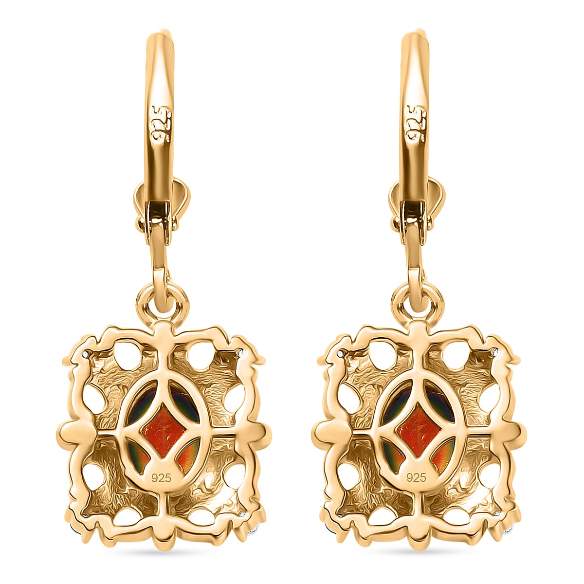 Nebula Quartz & White Zircon Cluster Earrings in 18K Vermeil Yellow Gold Plated Sterling Silver 2.95 Ct. Nebula Quartz & White Zircon Cluster Earrings in 18K Vermeil Yellow Gold Plated Sterling Silver 2.95 Ct.