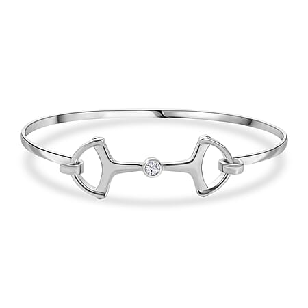 Moissanite Full Bangle in Rhodium Overlay Sterling Silver Moissanite Full Bangle in Rhodium Overlay Sterling Silver