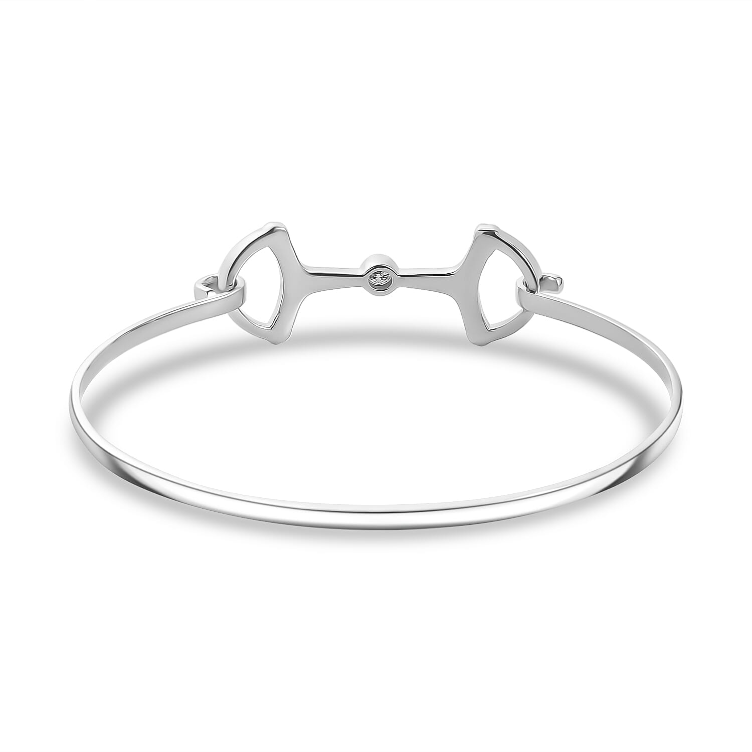 Designer Inspired - Snaffle Bangle (Size 7.5) in Rhodium Overlay Sterling Silver, Silver Wt. 8.25 Gms