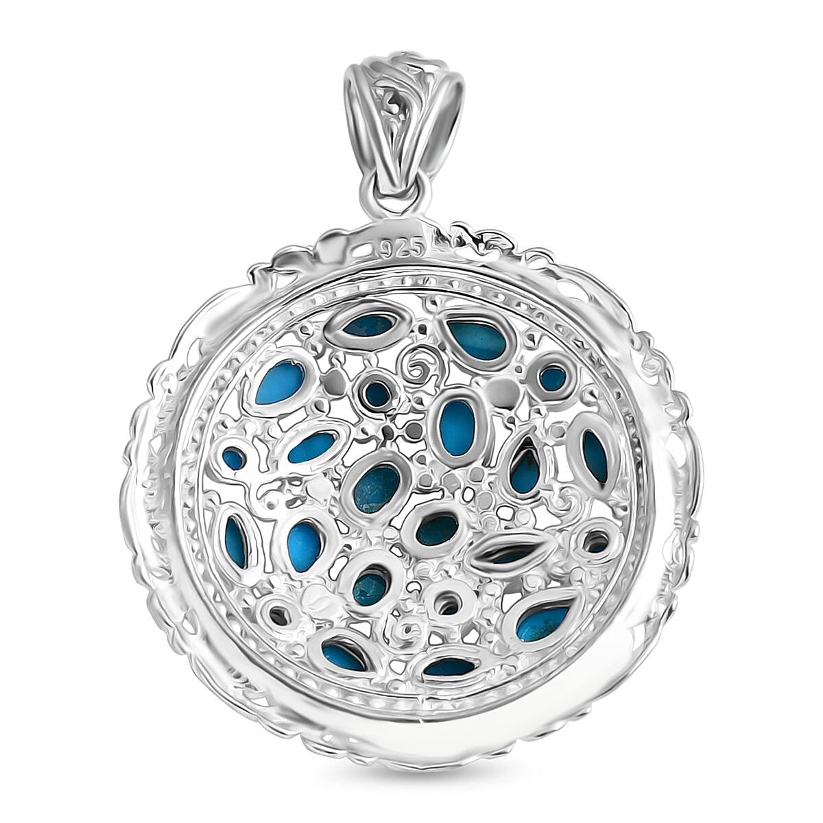 Royal Bali Collection - Sleeping Beauty Turquoise Pendant Sterling Silver 3.20 Ct, Silver Wt. 9.50 Gms.