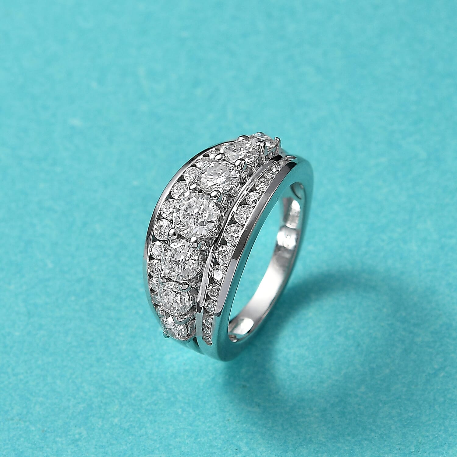 Moissanite Ring in Rhodium Overlay Sterling Silver 1.96 Ct.