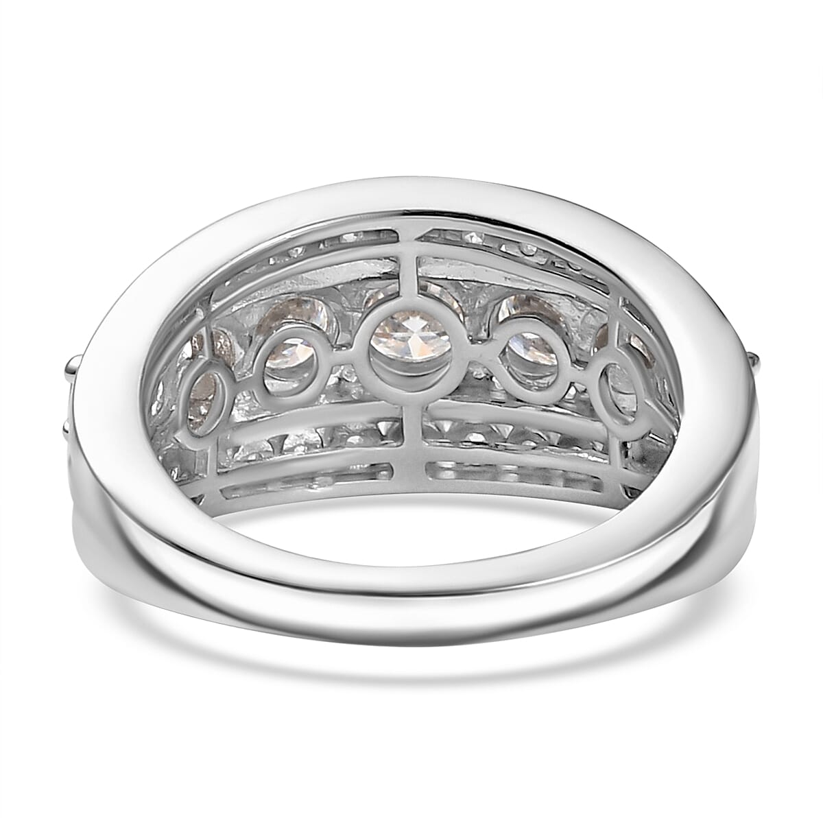 Moissanite Ring in Rhodium Overlay Sterling Silver 1.96 Ct.
