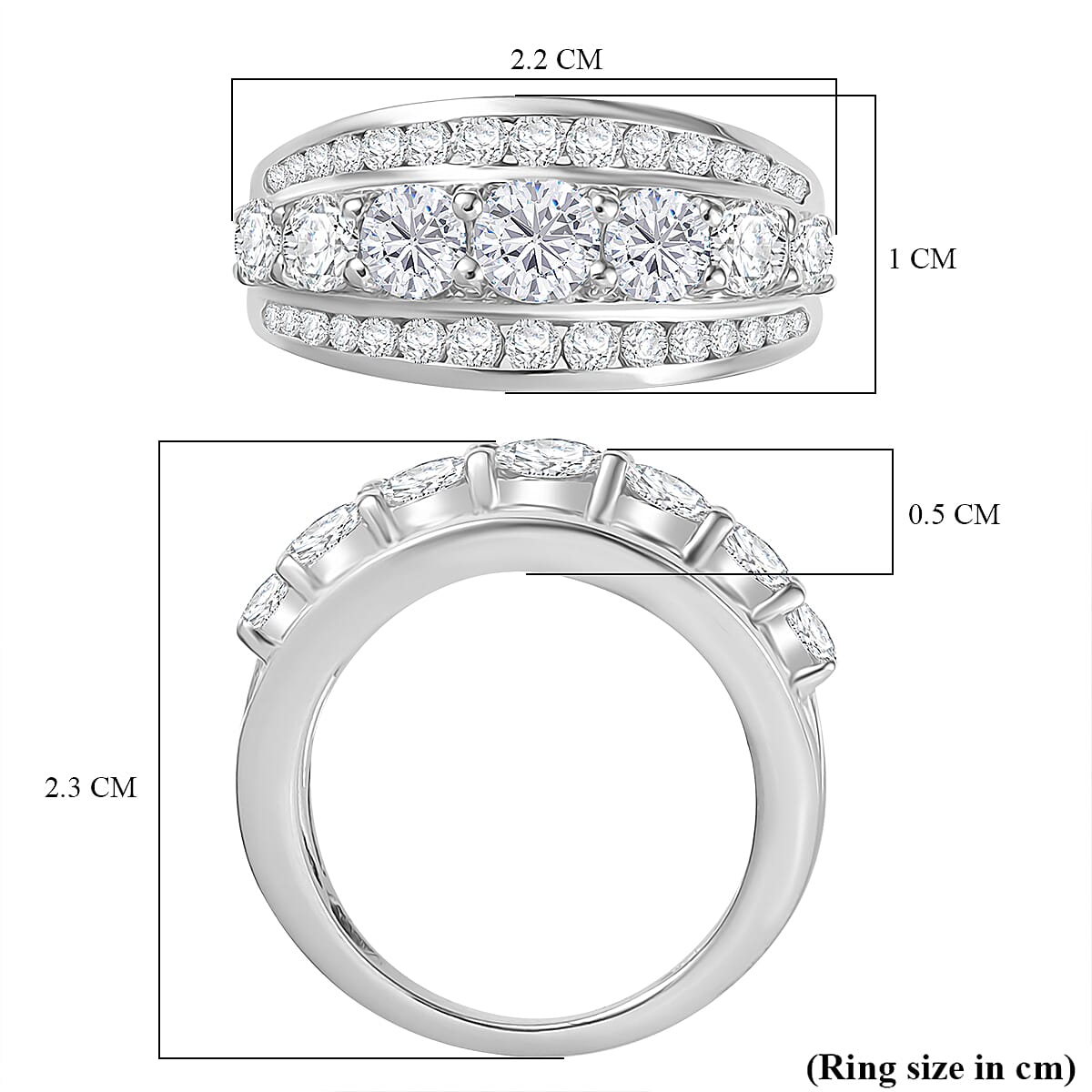 Moissanite Ring in Rhodium Overlay Sterling Silver 1.96 Ct.