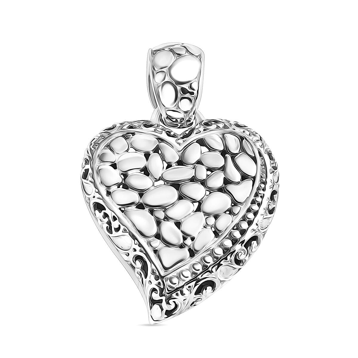 Royal Bali Collection - Sterling Silver Heart Pendant, Silver Wt. 11.00 Gms.