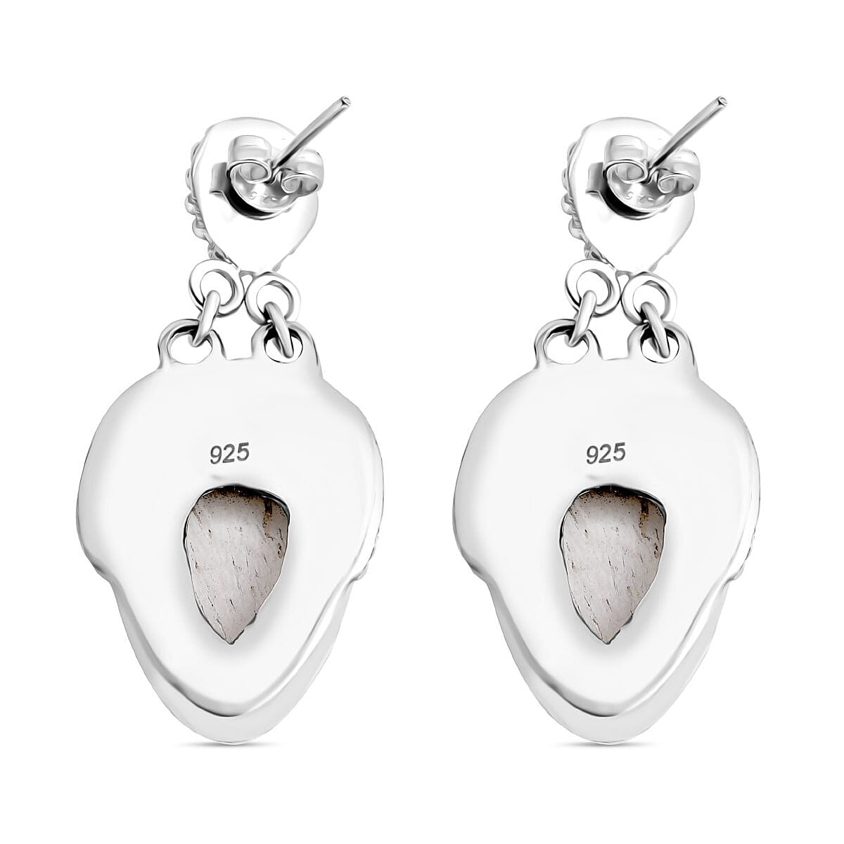 Royal Bali Collection - Ox Bone, Fissure Filled Ruby & Sleeping Beauty Turquoise Earring in Sterling Silver 12.28 Ct, Silver Wt. 16.00 Gms.