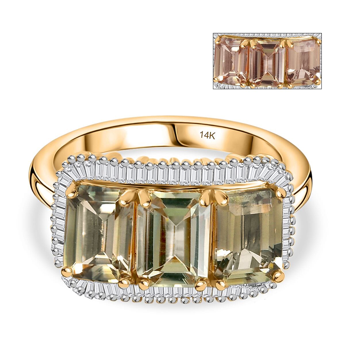 14K Yellow Gold AAA Turkizite, White Diamond I3 Main Stone With Side Stone Ring, Gold Wt.3.48 Gms  4.084  Ct.