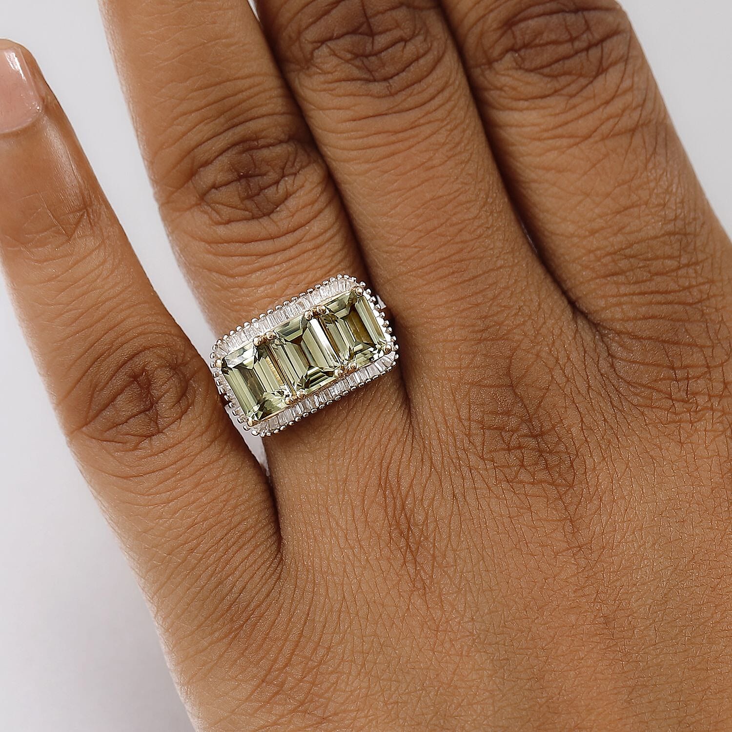 14K Yellow Gold AAA Turkizite, White Diamond I3 Main Stone With Side Stone Ring, Gold Wt.3.48 Gms  4.084  Ct.
