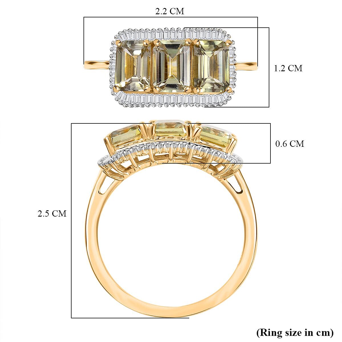 14K Yellow Gold AAA Turkizite, White Diamond I3 Main Stone With Side Stone Ring, Gold Wt.3.48 Gms  4.084  Ct.
