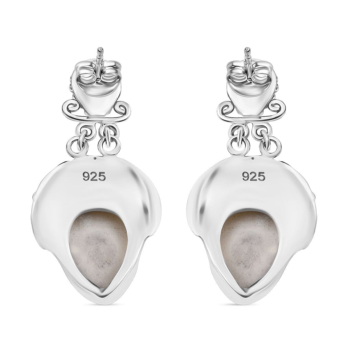 Royal Bali Collection - Ox Bone, Red Garnet & Sleeping Beauty Turquoise Earring with Push Back in Sterling Silver 14.59 Ct, Silver Wt. 18.00 Gms.