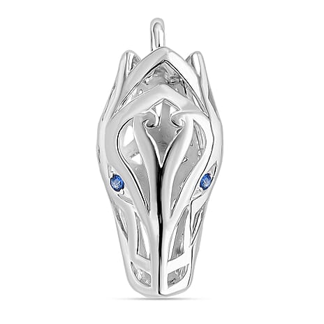 Royal Bali Collection - Dragon with Blue Sapphire Pendant in Sterling Silver Silver Wt. 8.16 Gms.