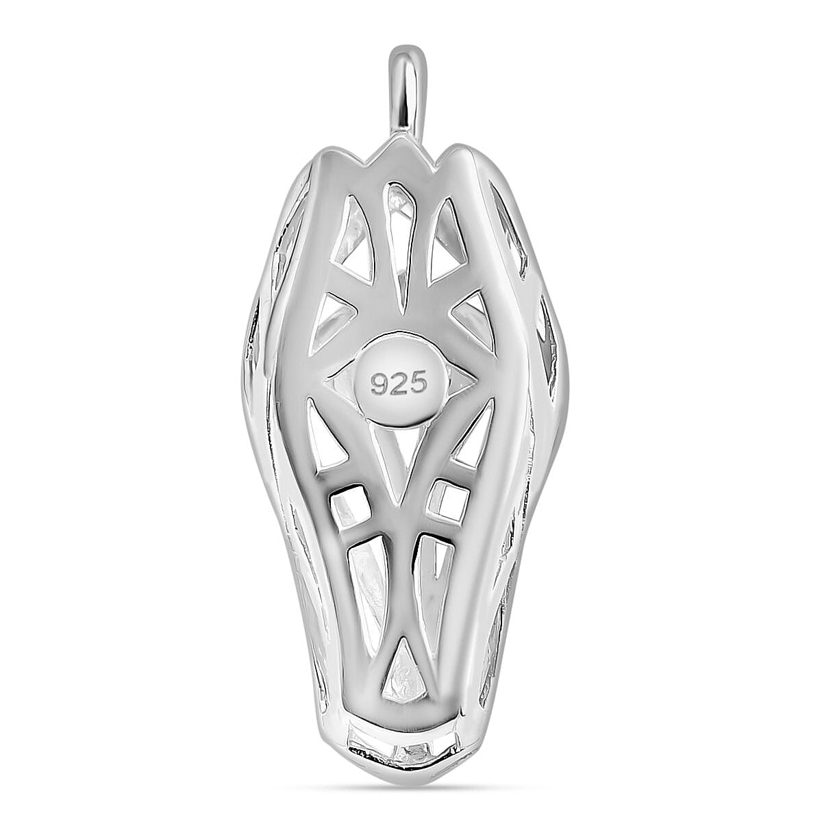 Royal Bali Collection - Dragon with Blue Sapphire Pendant in Sterling Silver, Silver Wt. 8.16 Gms.