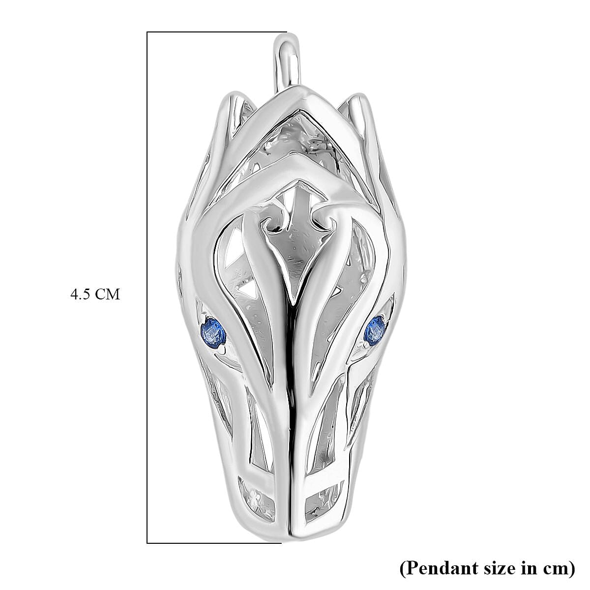 Royal Bali Collection - Dragon with Blue Sapphire Pendant in Sterling Silver, Silver Wt. 8.16 Gms.