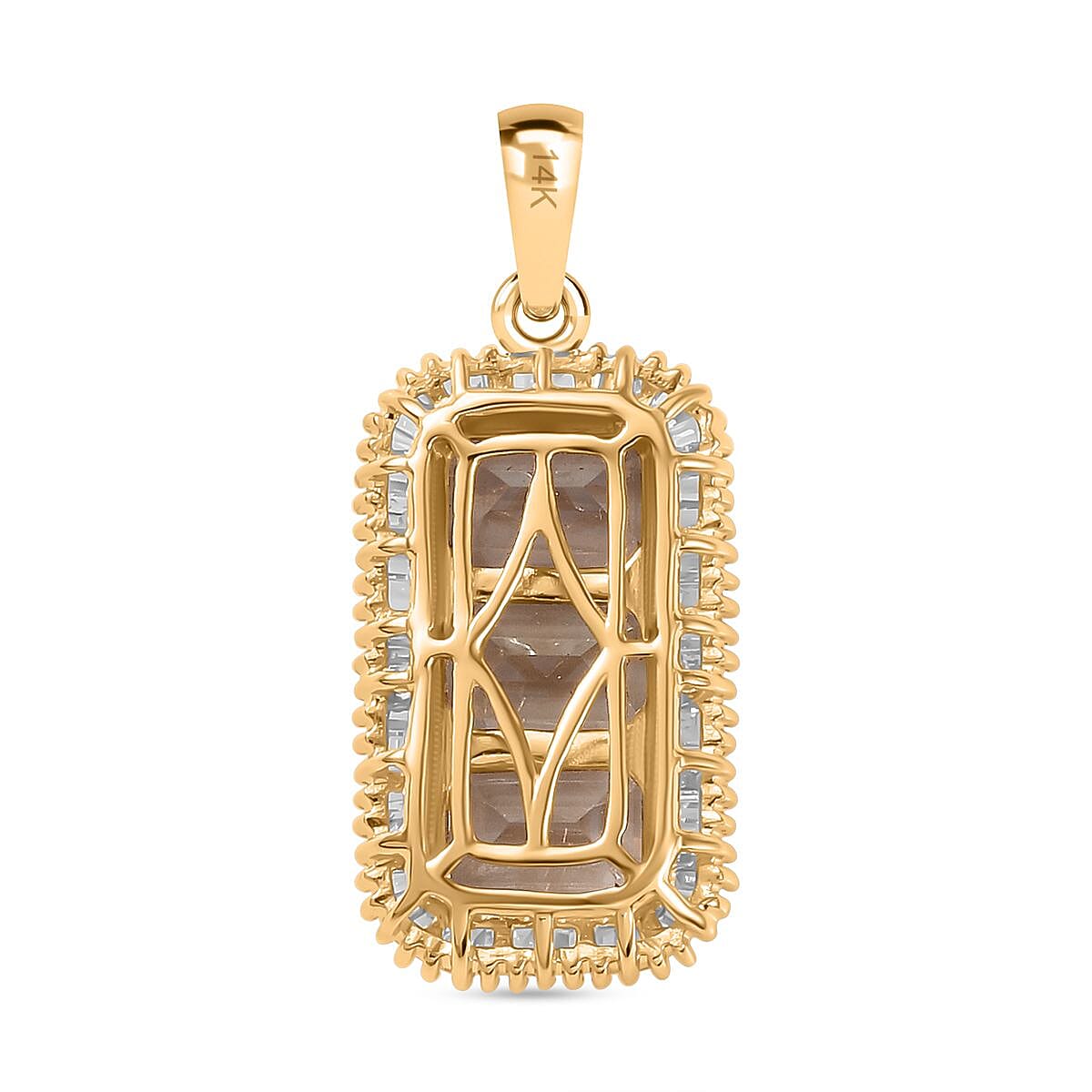 14K Yellow Gold AAA Turkizite & White Diamond Pendant 4.07 Ct. 14K Yellow Gold AAA Turkizite & White Diamond Pendant 4.07 Ct.