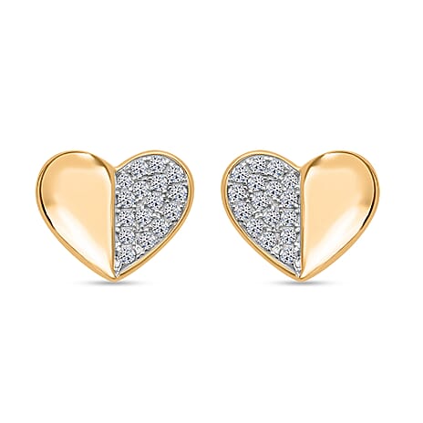 Luxuriant Diamond Lab Grown Diamond (SI-G-H) Push Back Earrings in Vermeil Yellow Gold Plated & Rhodium Overlay Sterling Silver 0.32 Ct.