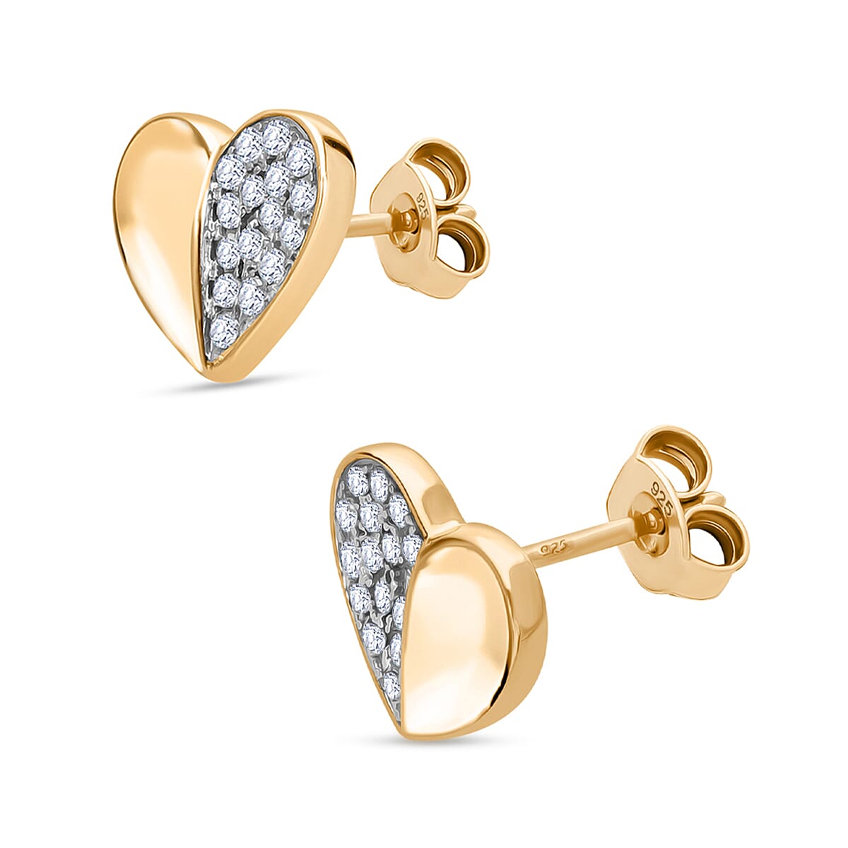 Luxuriant Diamond Lab Grown Diamond (SI-G-H) Push Back Earrings in Vermeil Yellow Gold Plated & Rhodium Overlay Sterling Silver 0.32 Ct.