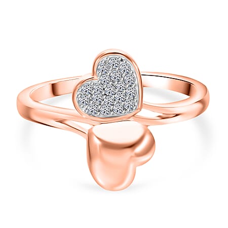 LUXURIANT Lab Grown Diamond (SI/G H) Ring in Vermeil Rose Gold Plated and Rhodium Overlay Sterling Silver 0.15 Ct. LUXURIANT Lab Grown Diamond (SI/G H) Ring in Vermeil Rose Gold Plated and Rhodium Overlay Sterling Silver 0.15 Ct.