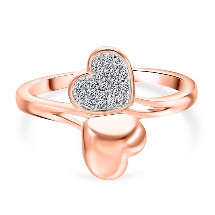 0.16.Ct Luxuriant Diamond Lab Grown Diamond (SI-G-H) Ring in Vermeil Rose Gold Plated & Rhodium Over