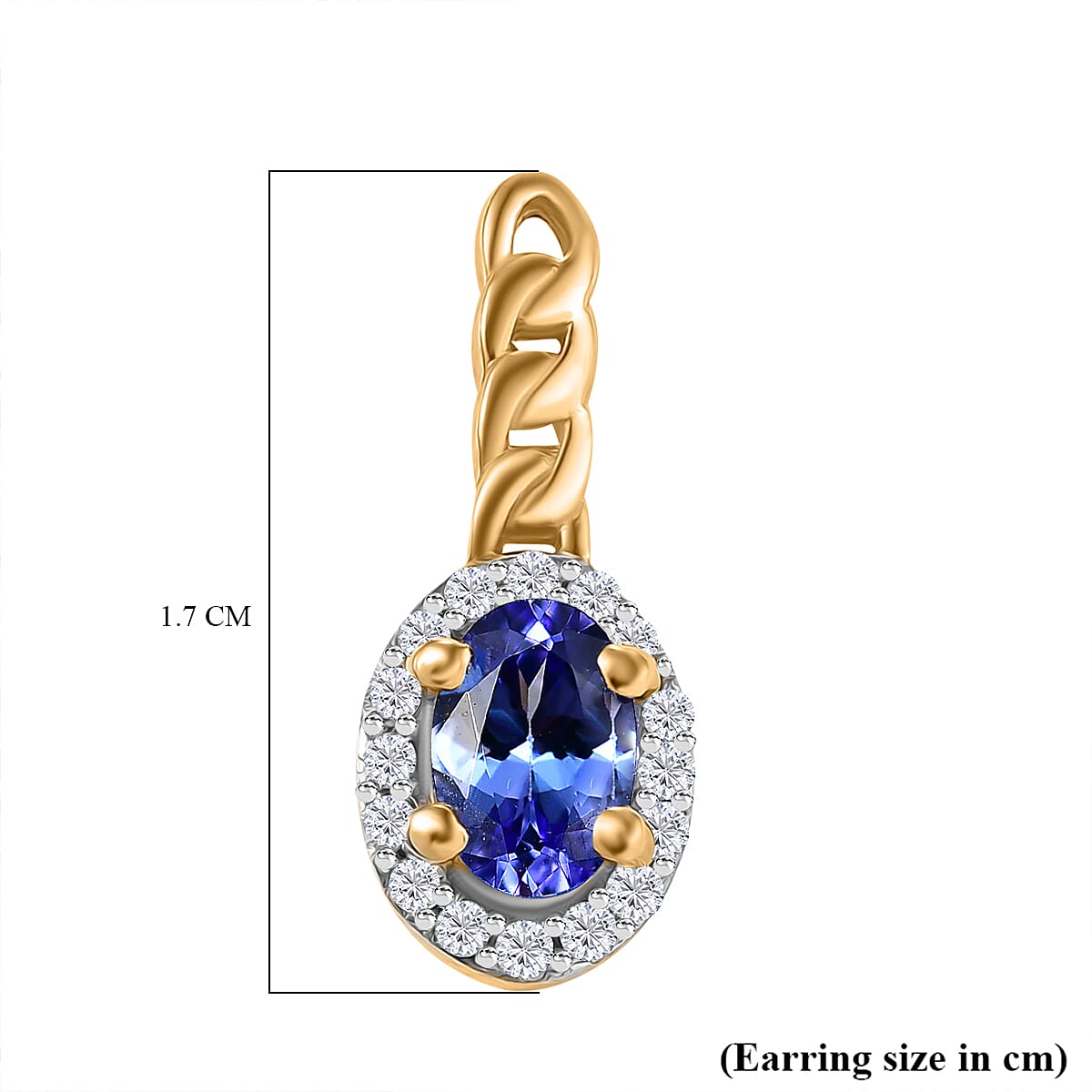 Tanzanite & White Zircon Solitaire Stud Push Post Earring in 18K Vermeil Yellow Gold Plated Sterling Silver 1.24 Ct. Tanzanite & White Zircon Solitaire Stud Push Post Earring in 18K Vermeil Yellow Gold Plated Sterling Silver 1.24 Ct.