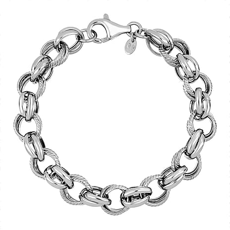 La Bella - Fine Italian Jewellery - Handmade Sterling Silver Bracelet (Size 8) with Lobster Clasp, Silver Wt. 13.40 Gms.