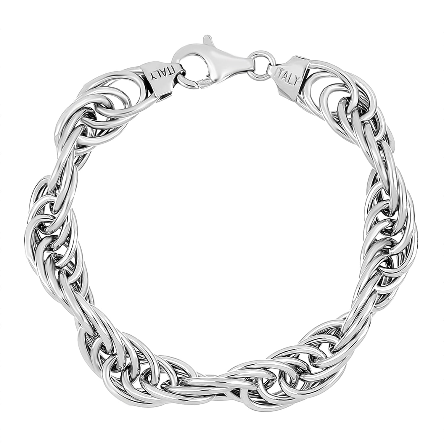 Fine Italian Jewellery - Handmade Prince of Wales Bracelet (Size 8) with Lobster Clasp in Sterling Silver, Silver Wt. 17.33 Gms.