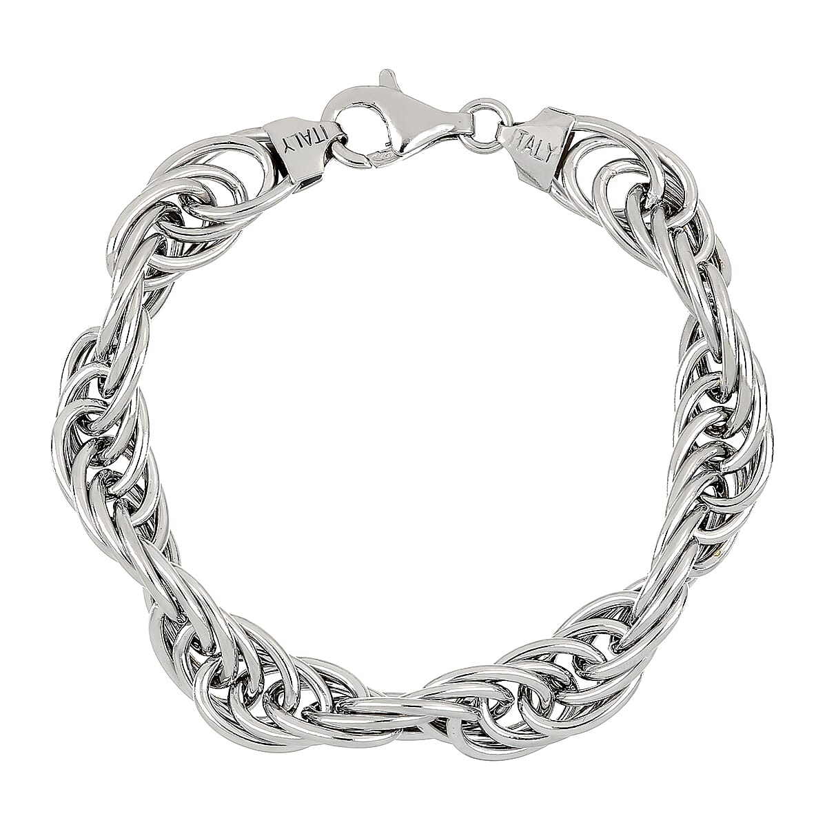 Fine Italian Jewellery - Handmade Prince of Wales Bracelet (Size 8) with Lobster Clasp in Sterling Silver, Silver Wt. 17.33 Gms.