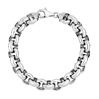 La Bella Fine Italian Jewellery - Handmade Sterling Silver Bracelet (Size - 7.5) With Lobster Clasp Silver Wt. 28.11 Gms.