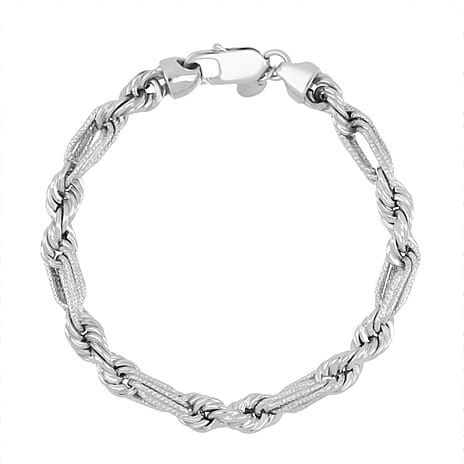 Italian Jewellery - Handmade Sterling Silver Bracelet (Size - 7.5) With Lobster Clasp Silver Wt. 15.43 Gms