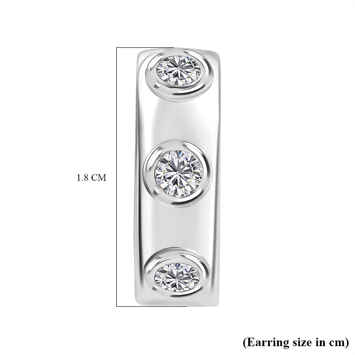 Moissanite Full Hoop Earring in Rhodium Overlay Sterling Silver