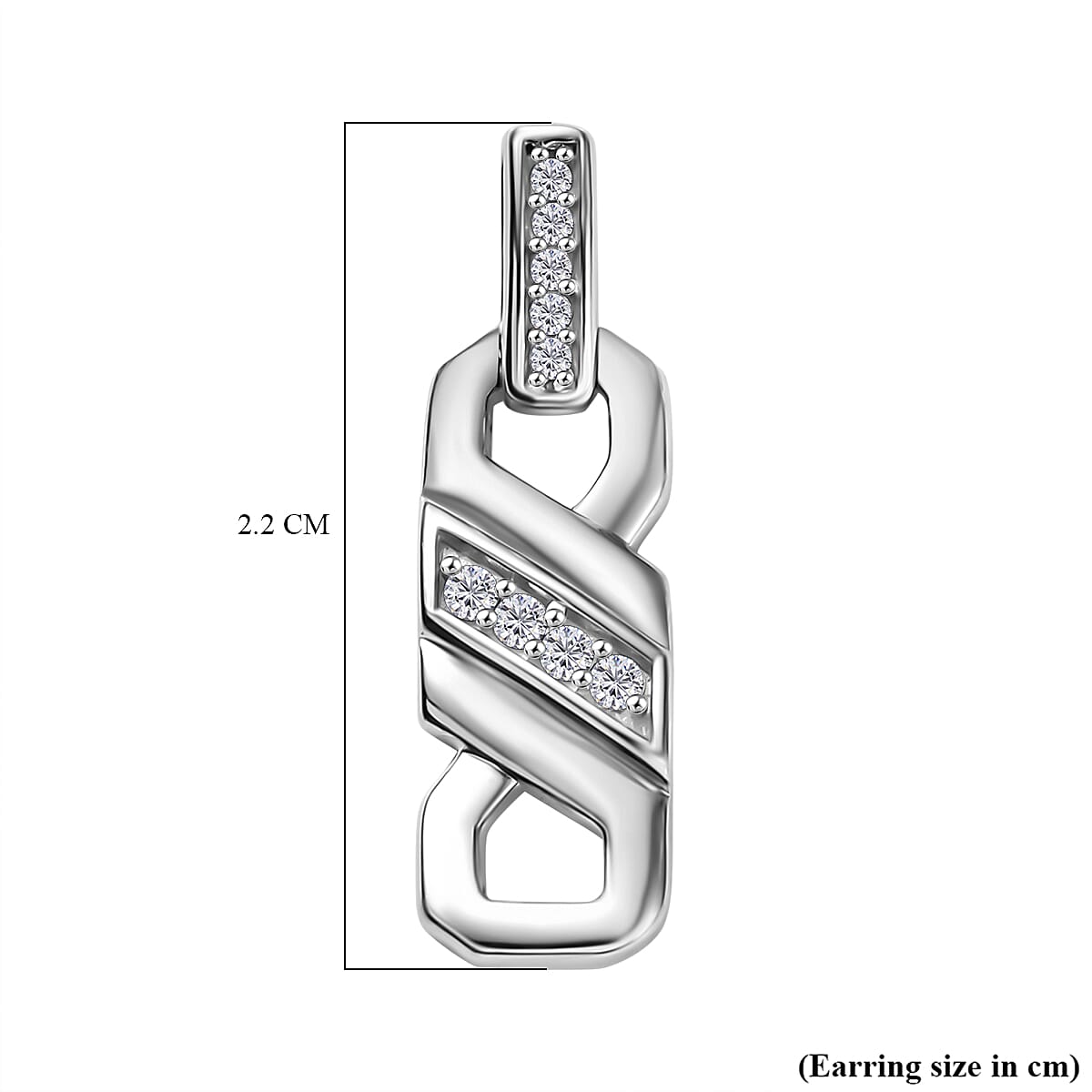 Moissanite Earring with Push Back in Rhodium Overlay Sterling Silver Moissanite Earring with Push Back in Rhodium Overlay Sterling Silver