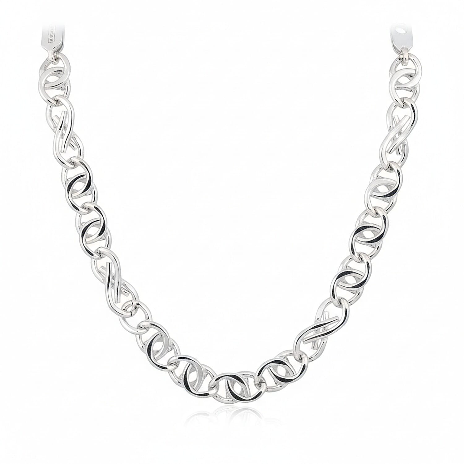 La Bella- Fine Italian Jewellery - Handmade Sterling Silver Occhio Di Pernice Necklace (Size - 20) With Lobster Clasp Silver Wt. 42.50 Gms.