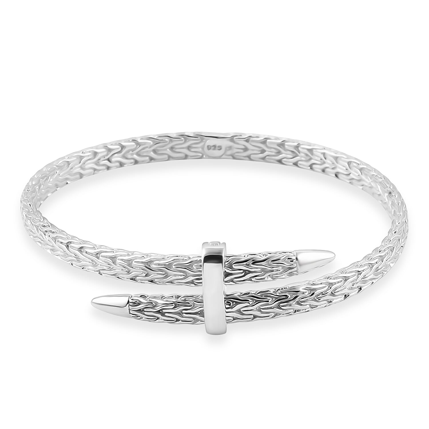 Royal Bali Collection - Handmade Sterling Silver Bangle (Size 7.5), Silver Wt. 26.00 Gms.