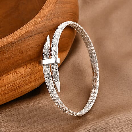 Royal Bali Collection - Handmade Sterling Silver Bangle (Size 7.5), Silver Wt. 26.00 Gms.