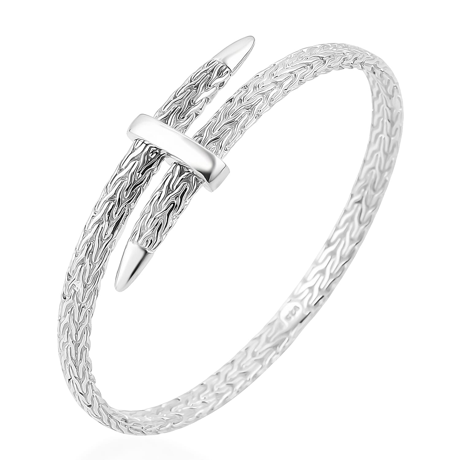 Royal Bali Collection - Handmade Sterling Silver Bangle (Size 7.5), Silver Wt. 26.00 Gms.