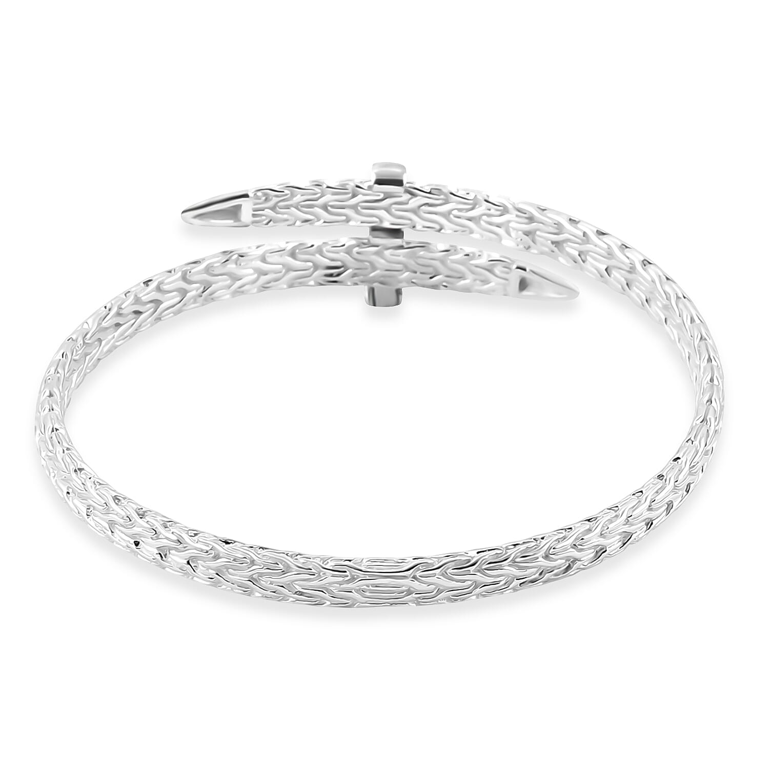 Royal Bali Collection - Handmade Sterling Silver Bangle (Size 7.5), Silver Wt. 26.00 Gms.