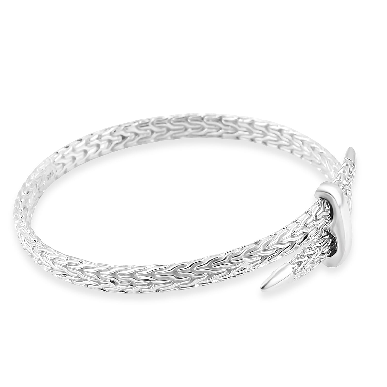 Royal Bali Collection - Handmade Sterling Silver Bangle (Size 7.5), Silver Wt. 26.00 Gms.
