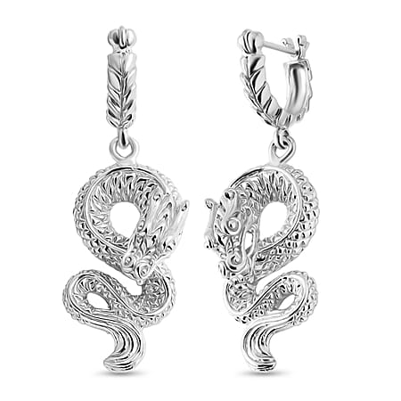Royal Bali Collection - Handmade Sterling Silver Dragon Earrings with Clasp, Silver Wt. 10.00 Gms. Royal Bali Collection - Handmade Sterling Silver Dragon Earrings with Clasp, Silver Wt. 10.00 Gms.