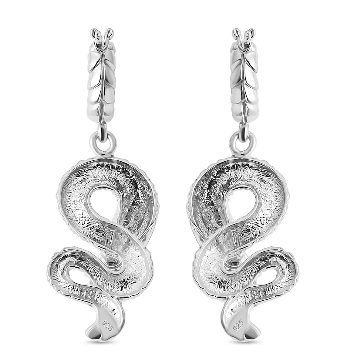 Royal Bali Collection - Handmade Sterling Silver Dragon Earrings with Clasp, Silver Wt. 10.00 Gms.