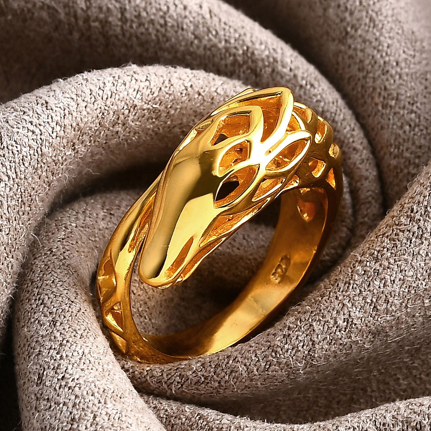 Royal Bali Collection - 22K Vermeil Yellow Gold Plated Sterling Silver Dragon Ring