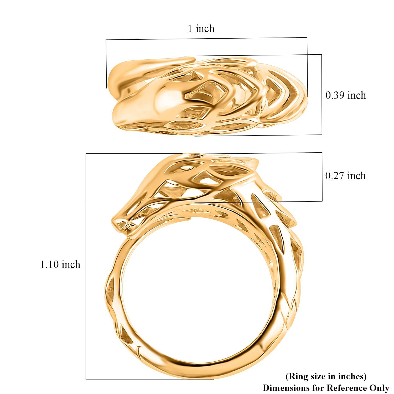 Royal Bali Collection - 22K Vermeil Yellow Gold Plated Sterling Silver Dragon Ring