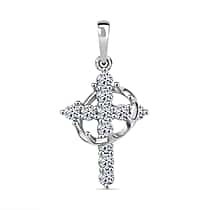 LUXURIANT 0.50 Ct. Lab Grown Diamond Cross Pendant in Rhodium Overlay Sterling Silver