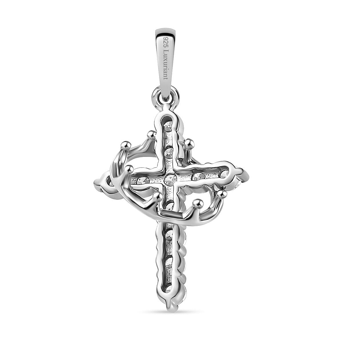 Lab Grown Diamond  Cross Pendant in Rhodium Overlay Sterling Silver 0.50 ct  0.495  Ct.